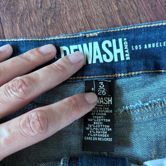 Rewash Vintage Reunion Women's Size 3 Denim Jean Mini Skirt Distressed Raw Hem - Picture 3 of 7